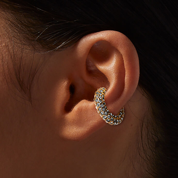 Gold-tone Crystal Pav&eacute; Chunky Ear Cuff ,