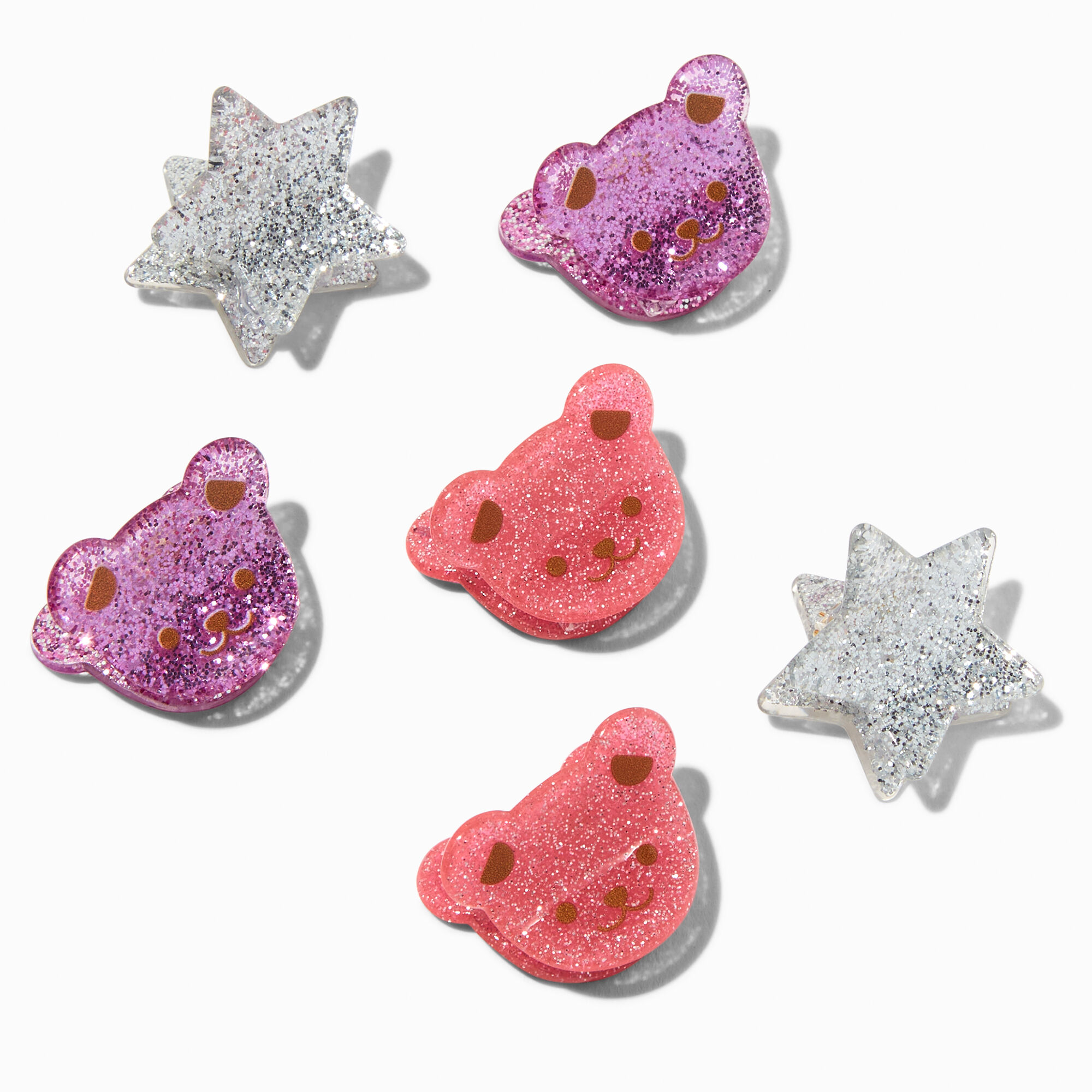Claire's Club Bear Stars Mini Hair Claws - 6 Pack,