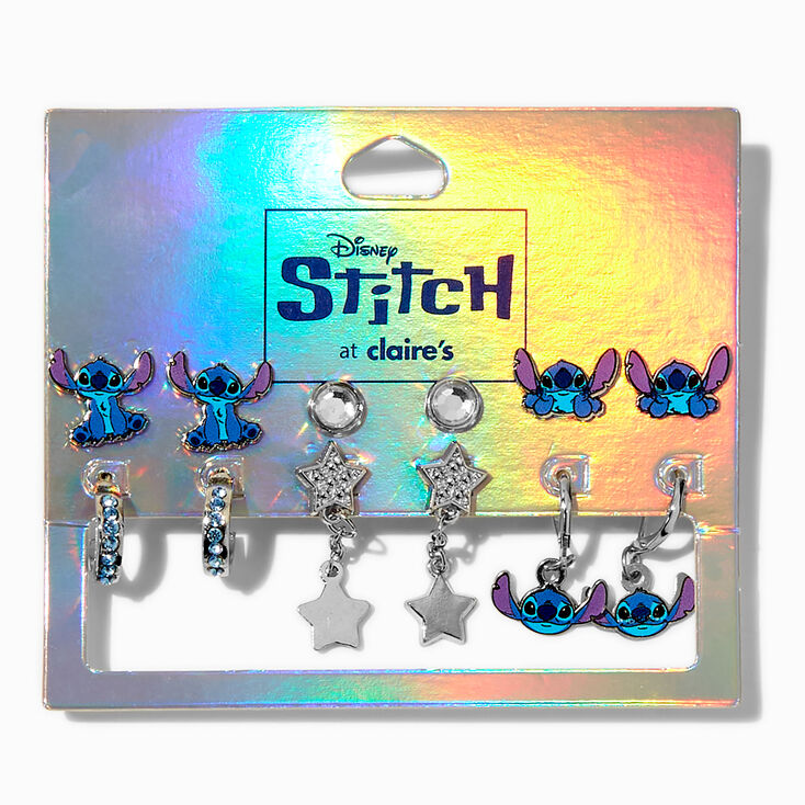 Disney Stitch Bling Stud &amp; Hoop Earring Set - 6 Pack,