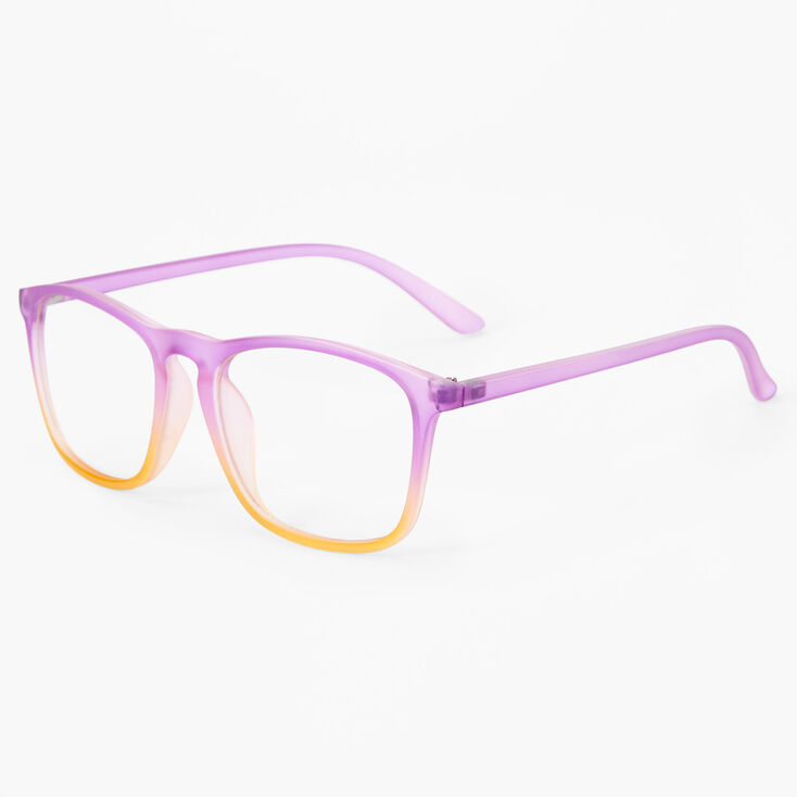 Lunettes &agrave; verres transparents violettes et jaunes,