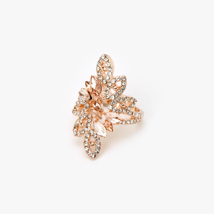Claire's Bague avec fleur éclose ornementée couleur doré rose
