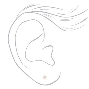14kt Yellow Gold 3mm Cubic Zirconia Long Post Studs Ear Piercing Kit with Ear Care Solution,