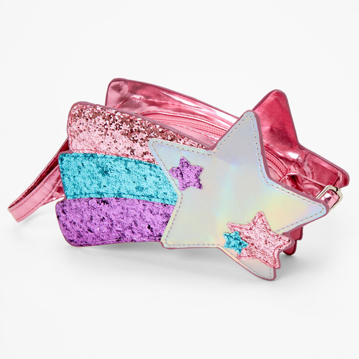 Claire&#39;s Club Glittery Shooting Star Crossbody Bag,