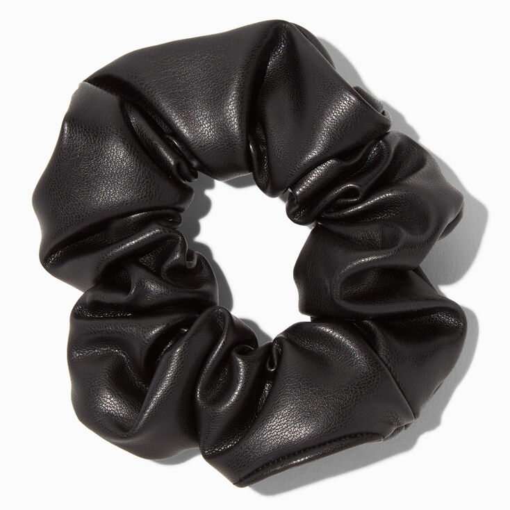 Medium Black Faux Leather Hair Scrunchie | Claire's US
