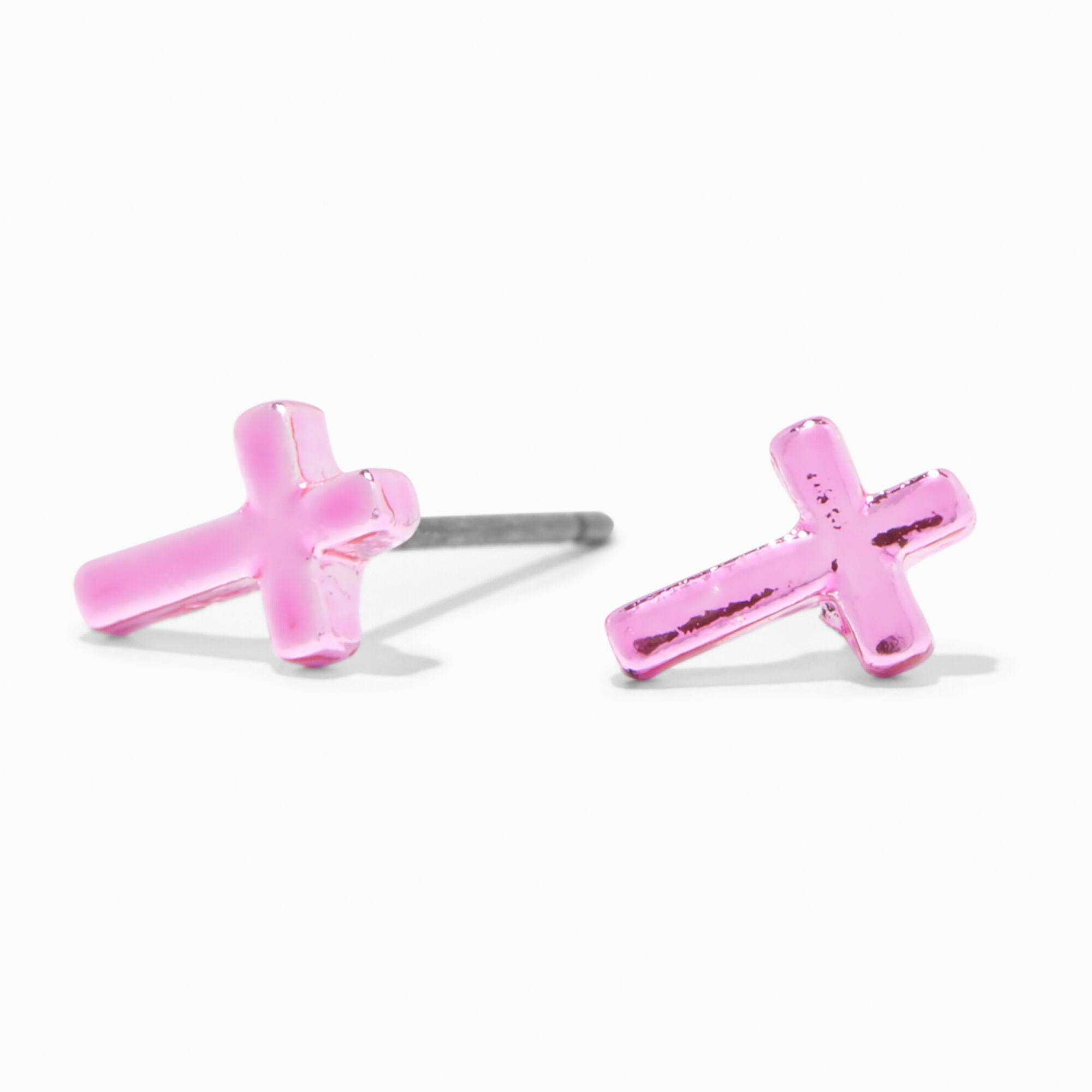 Pink Cross Stud Earrings