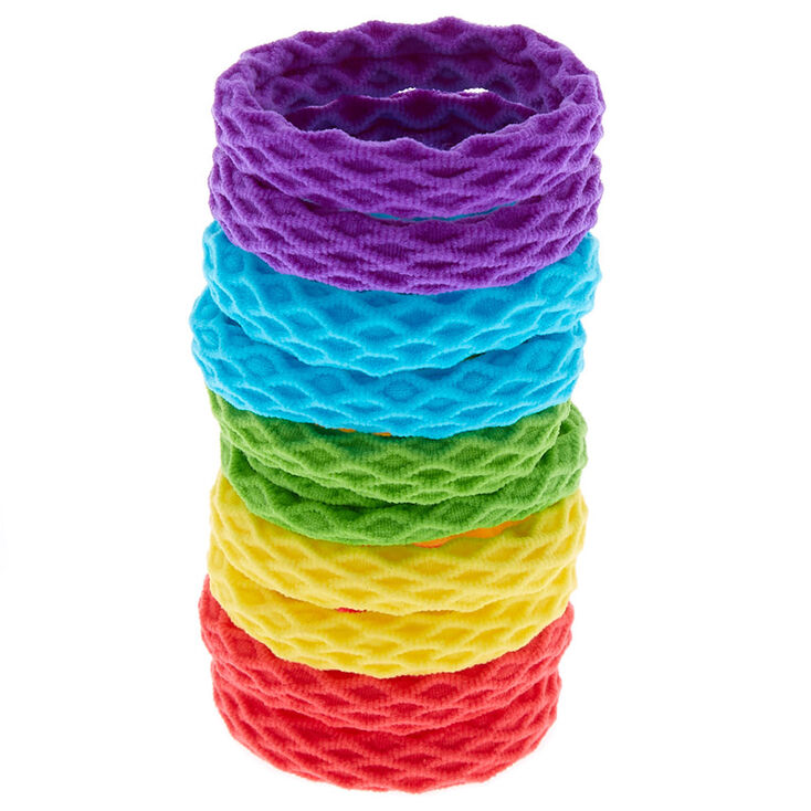 Claire's Lot de 10 élastiques à cheveux motif nid d'abeille fluo du Club Claire’s