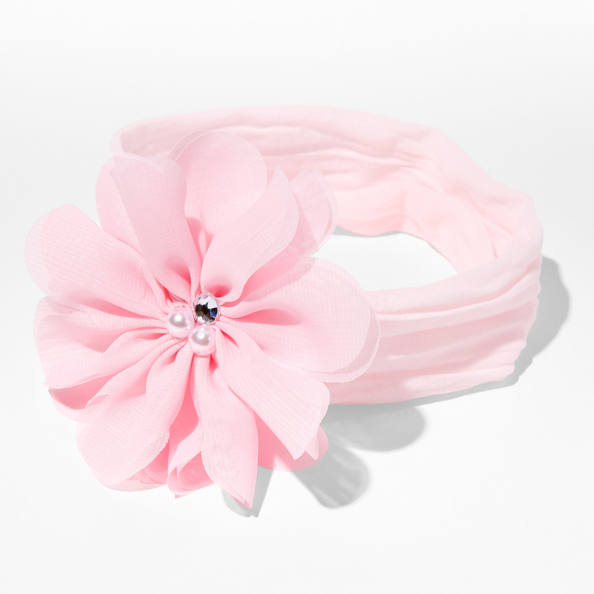 View Claires Club Chiffon Flower Headwrap Pink information