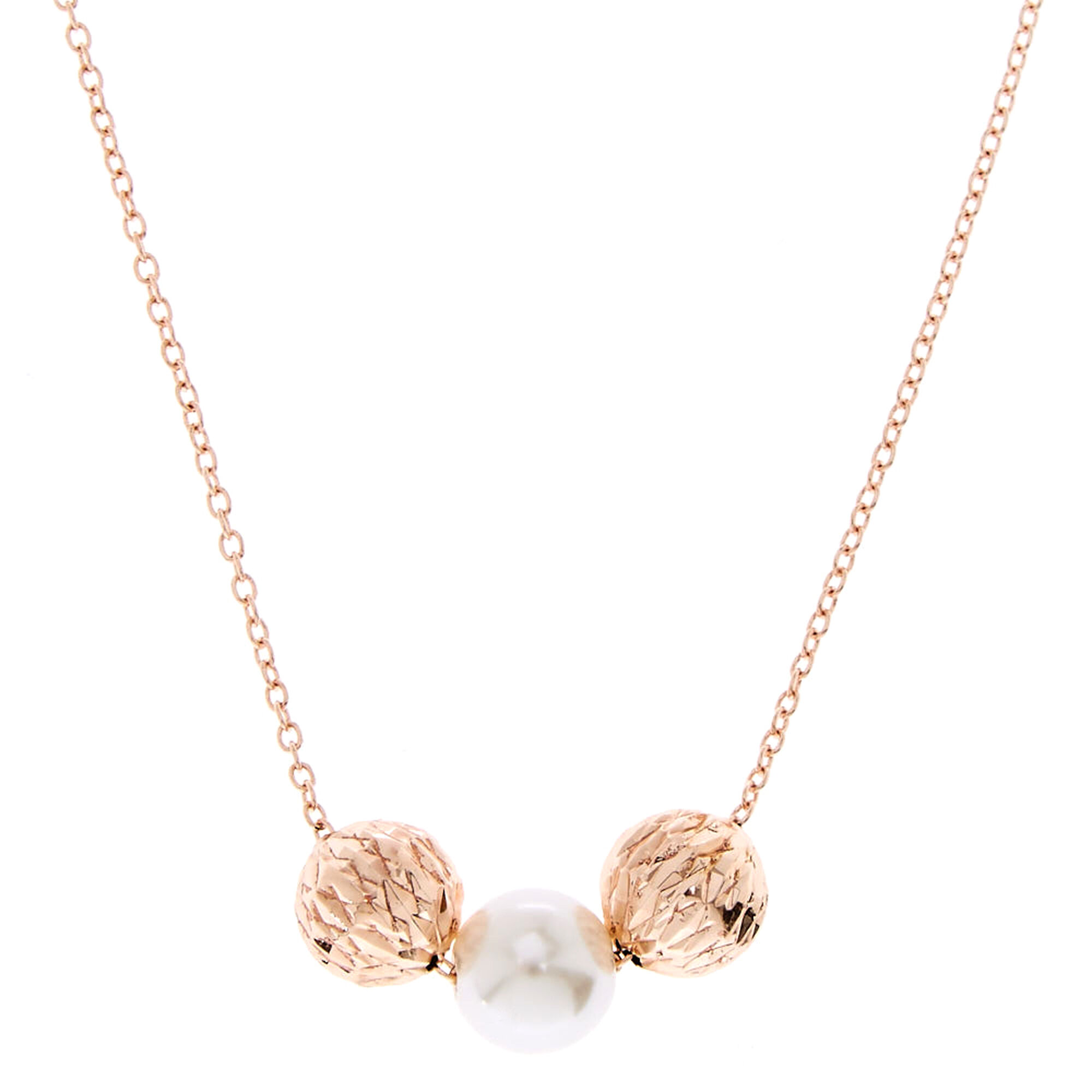 Rose Gold Pearl Bauble Pendant Necklace | Claire's US