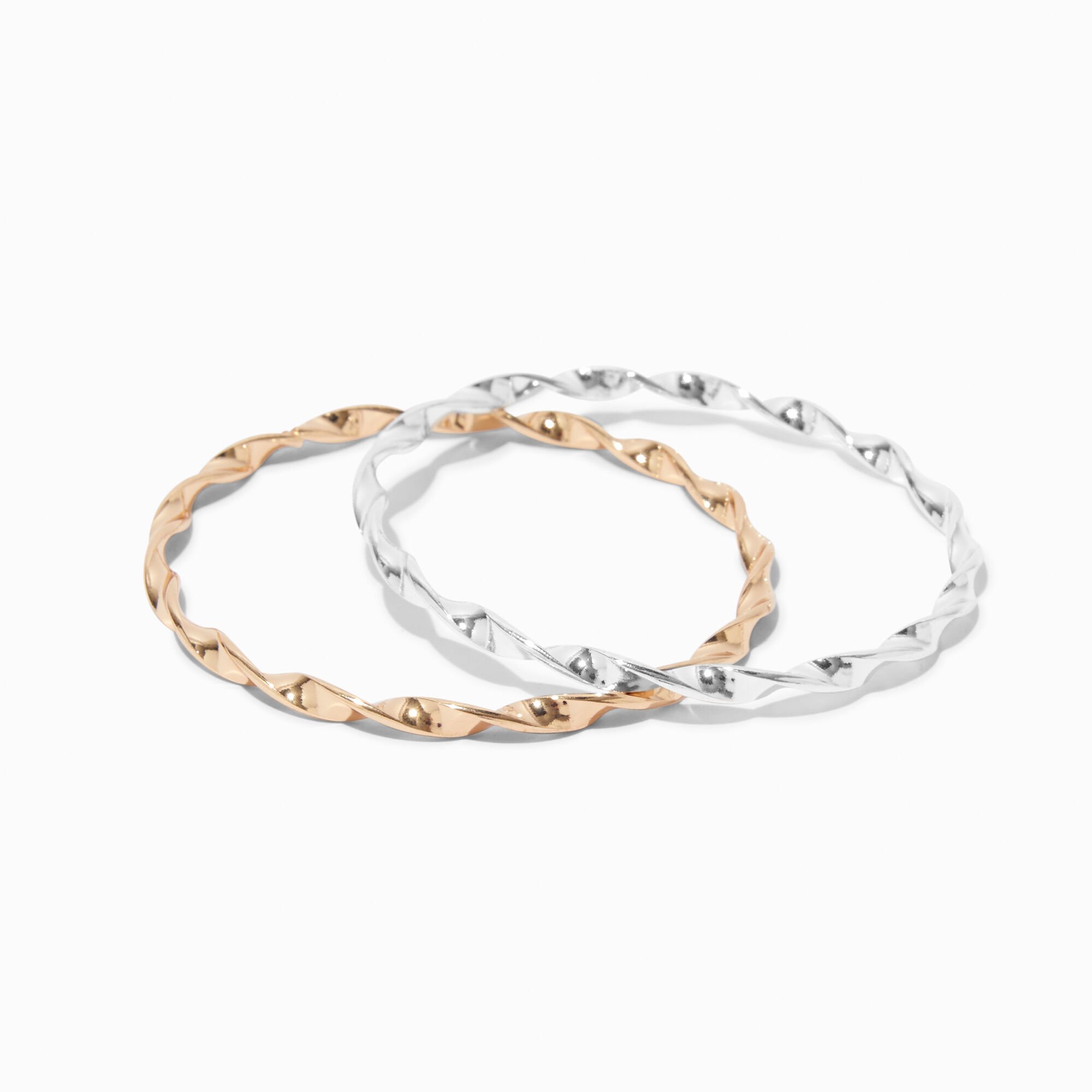 Bracelets fins bangle torsadés en métaux mixtes - Lot de 2,