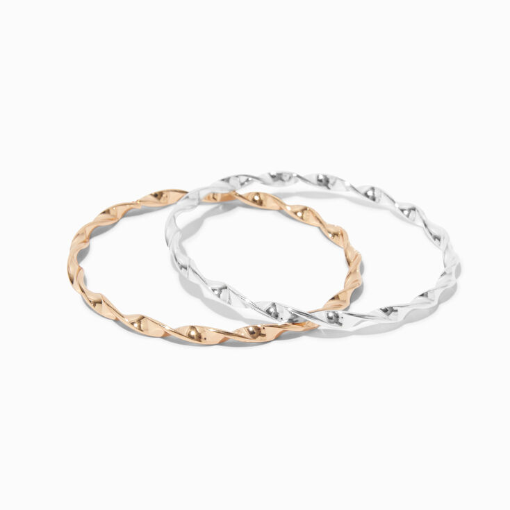 Mixed Metal Twisted Bangles - 2 Pack,