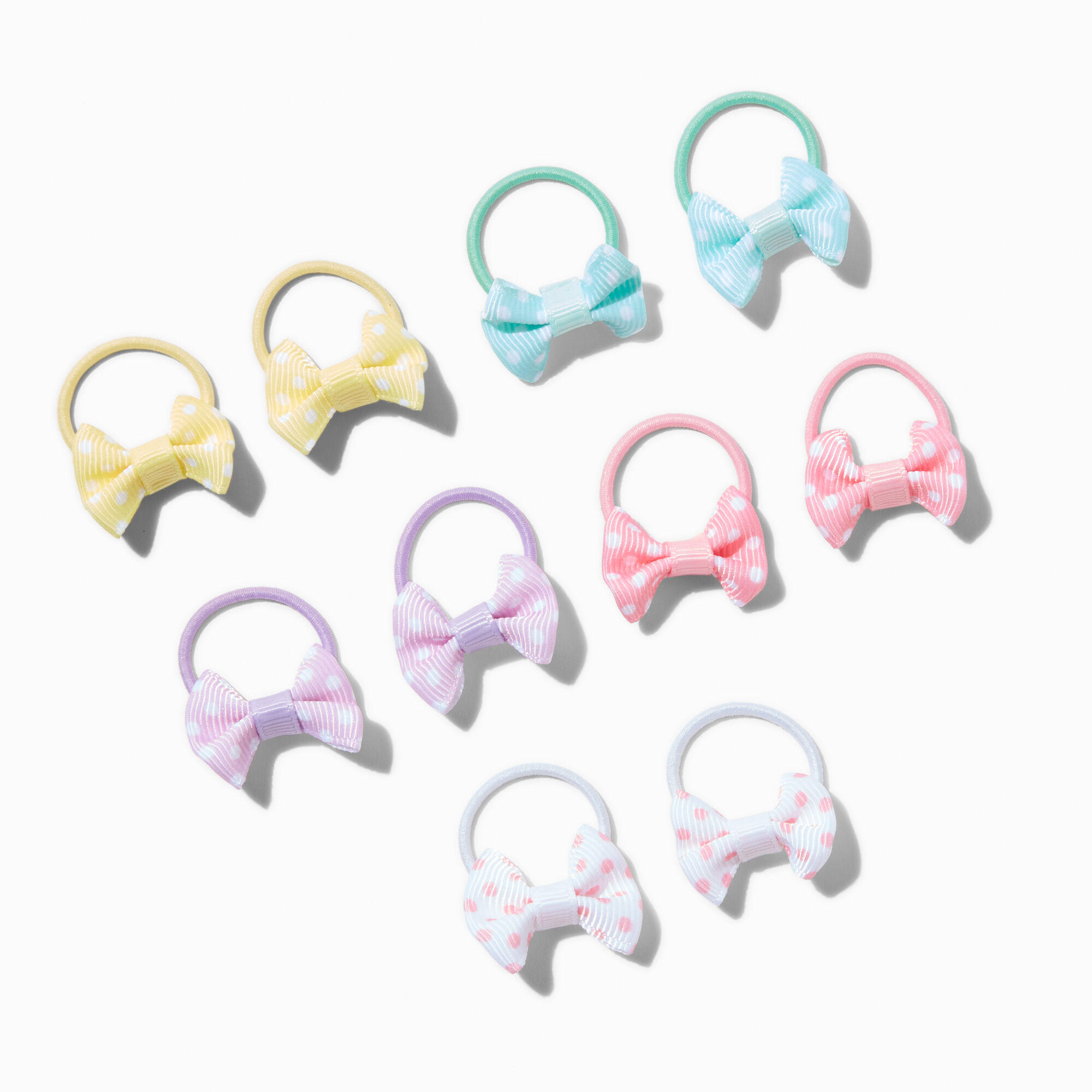 View Claires Club Pastel Dot Bow Hair Ties 10 Pack information
