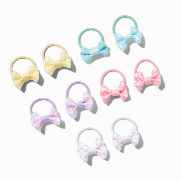 Claire&#39;s Club Pastel Dot Bow Hair Ties - 10 Pack,