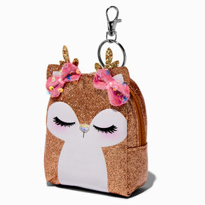 Glitter Reindeer Mini Backpack Keychain,
