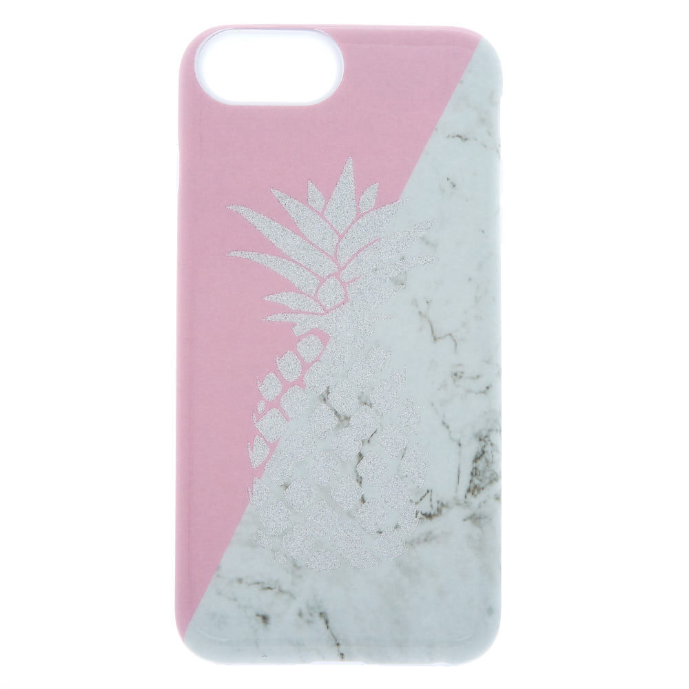 Pink Marble Pineapple Protective Phone Case - Fits iPhone 6/7/8/SE,