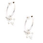 Silver 15MM Butterfly Charm Clip On Hoop Earrings,