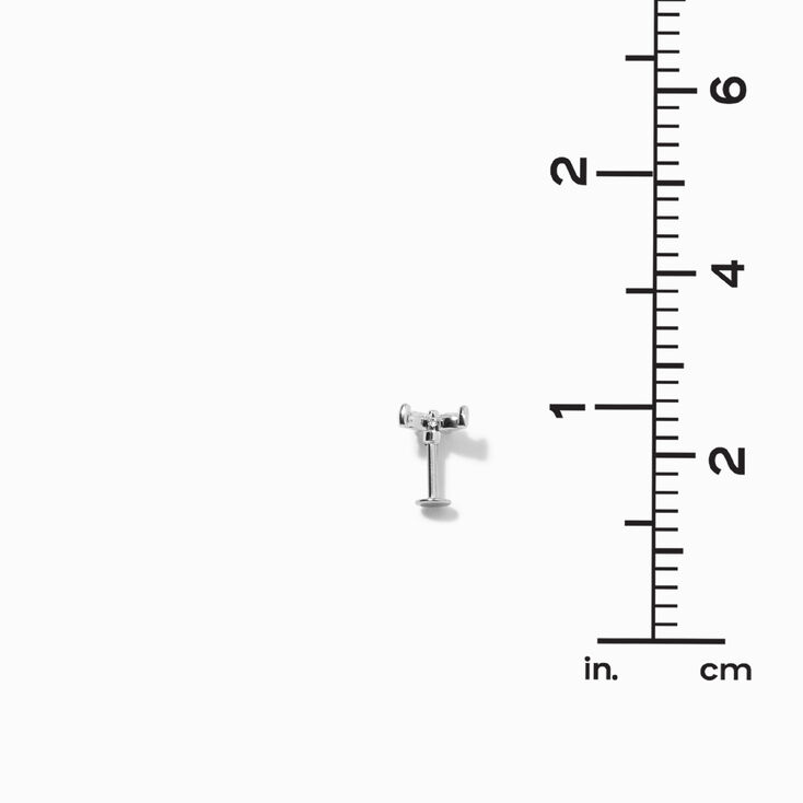 Silver-tone Stainless Steel 16G Butterfly Cubic Zirconia Flat Back Cartilage Earrings - 3 Pack,