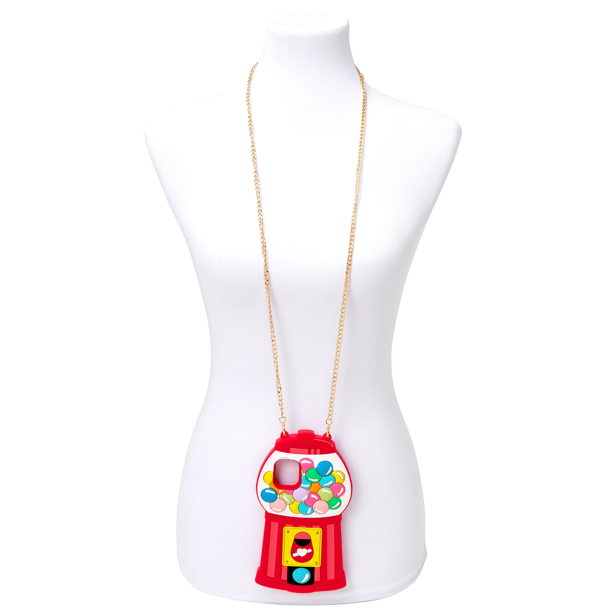Gumball Machine Silicone Phone Case with Gold Chain - Fits iPhone 11,