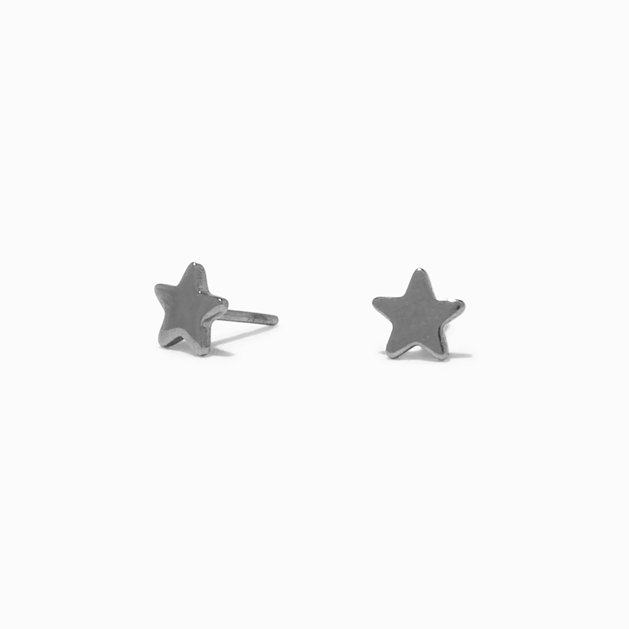 View C Luxe By Claires Titanium Micro Star Flat Back Stud Earrings Silver information