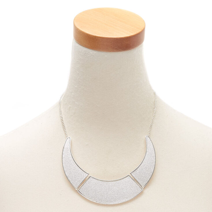 Silver Glitter Collar Statement Necklace,
