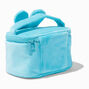 Trousse de maquillage en fausse fourrure lapin aqua,