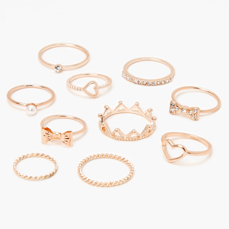 Rose Gold Royally Romantic Rings - 10 Pack,