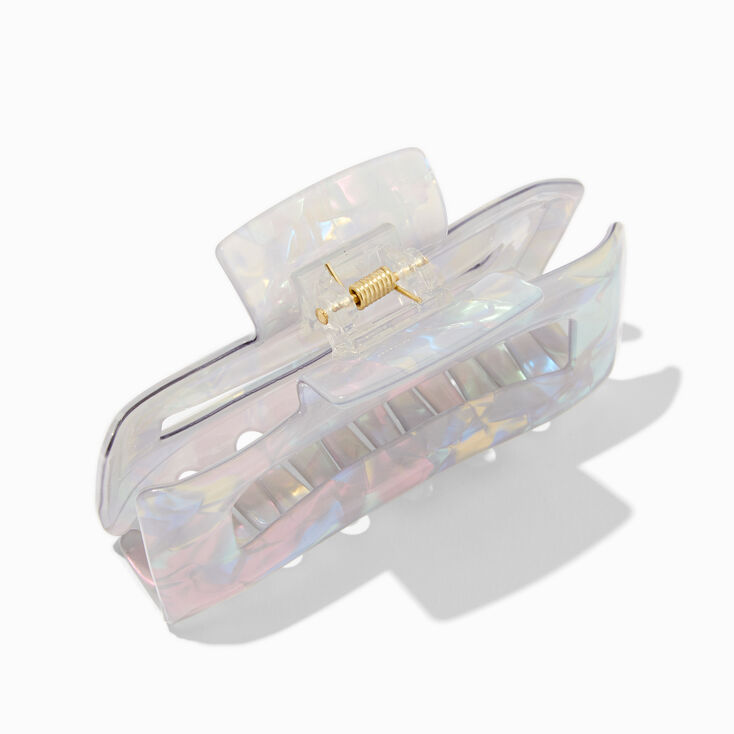 Iridescent Blue Rectangular Hair Claw,