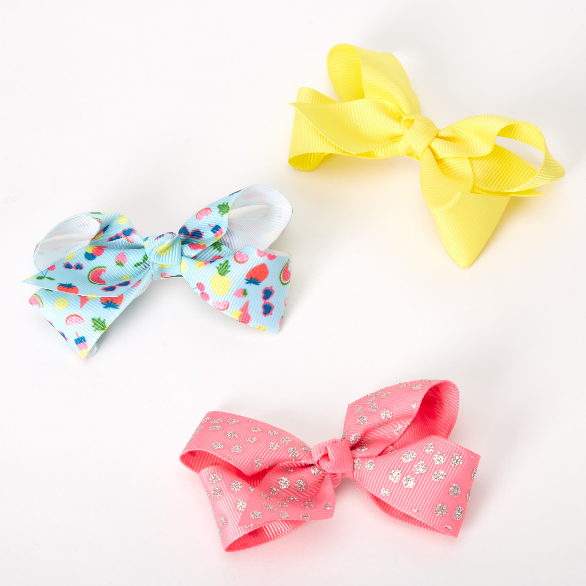 Claire's Club Summer Fun Bow Hair Clips - 3 Pack,