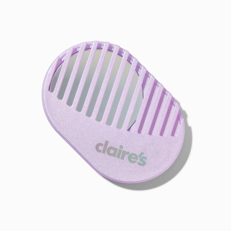 Purple Travel Mirror &amp; Hair Comb,