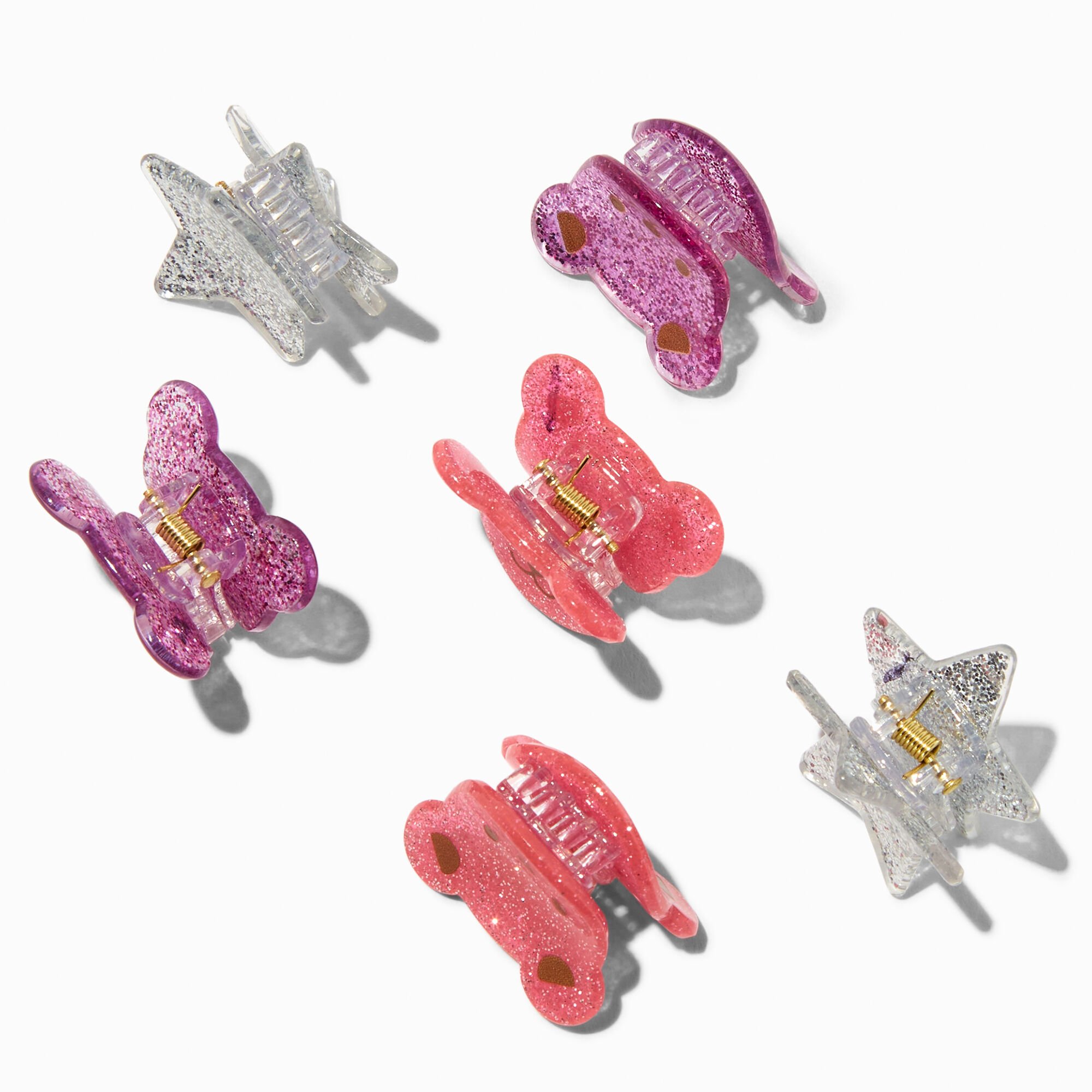 Claire's Club Bear Stars Mini Hair Claws - 6 Pack,