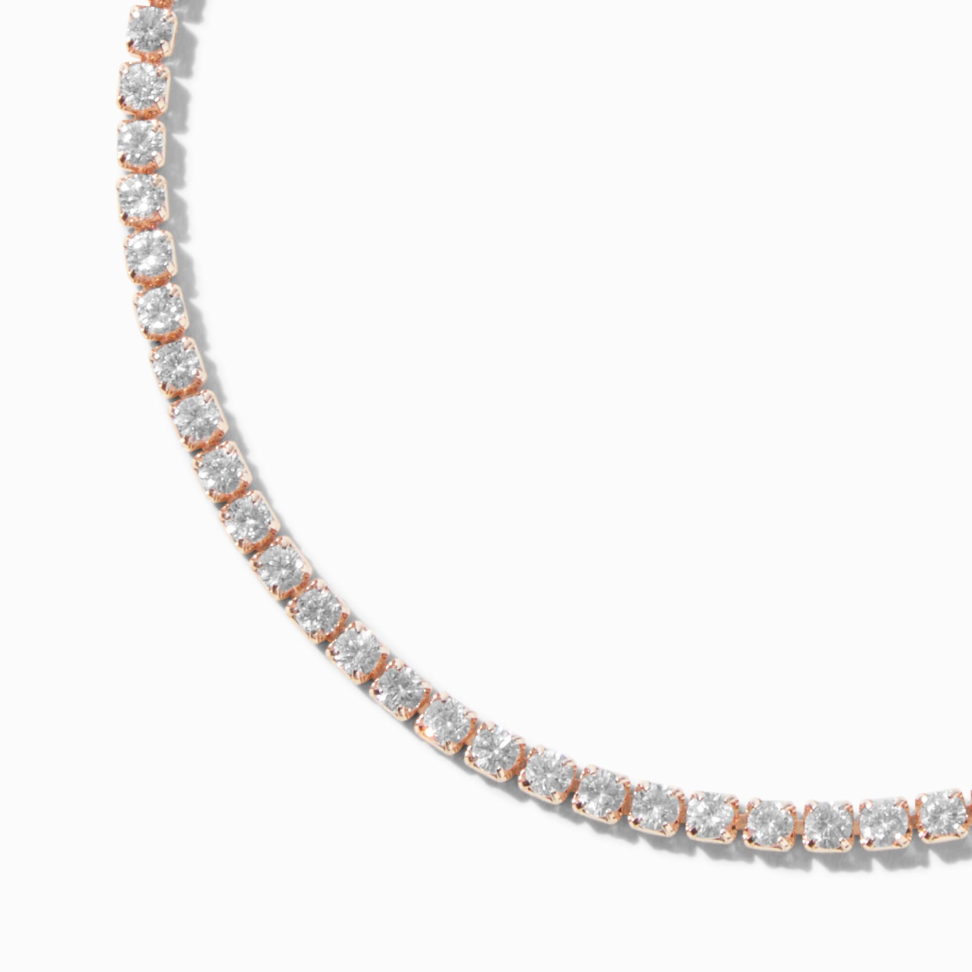 Rose Gold-tone Cubic Zirconia Tiny Tennis Bracelet,