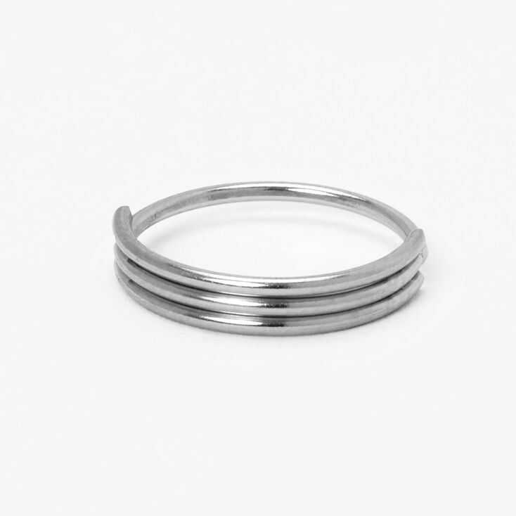 Silver Triple Row Faux Hoop Nose Ring,