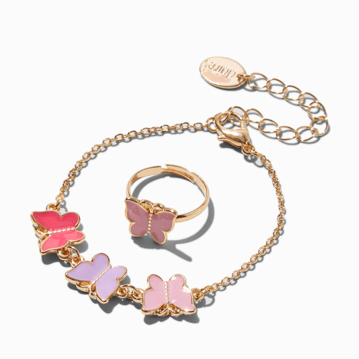 Claire&#39;s Club Gold-tone Connected Butterfly Jewelry Set - 3 Pack,
