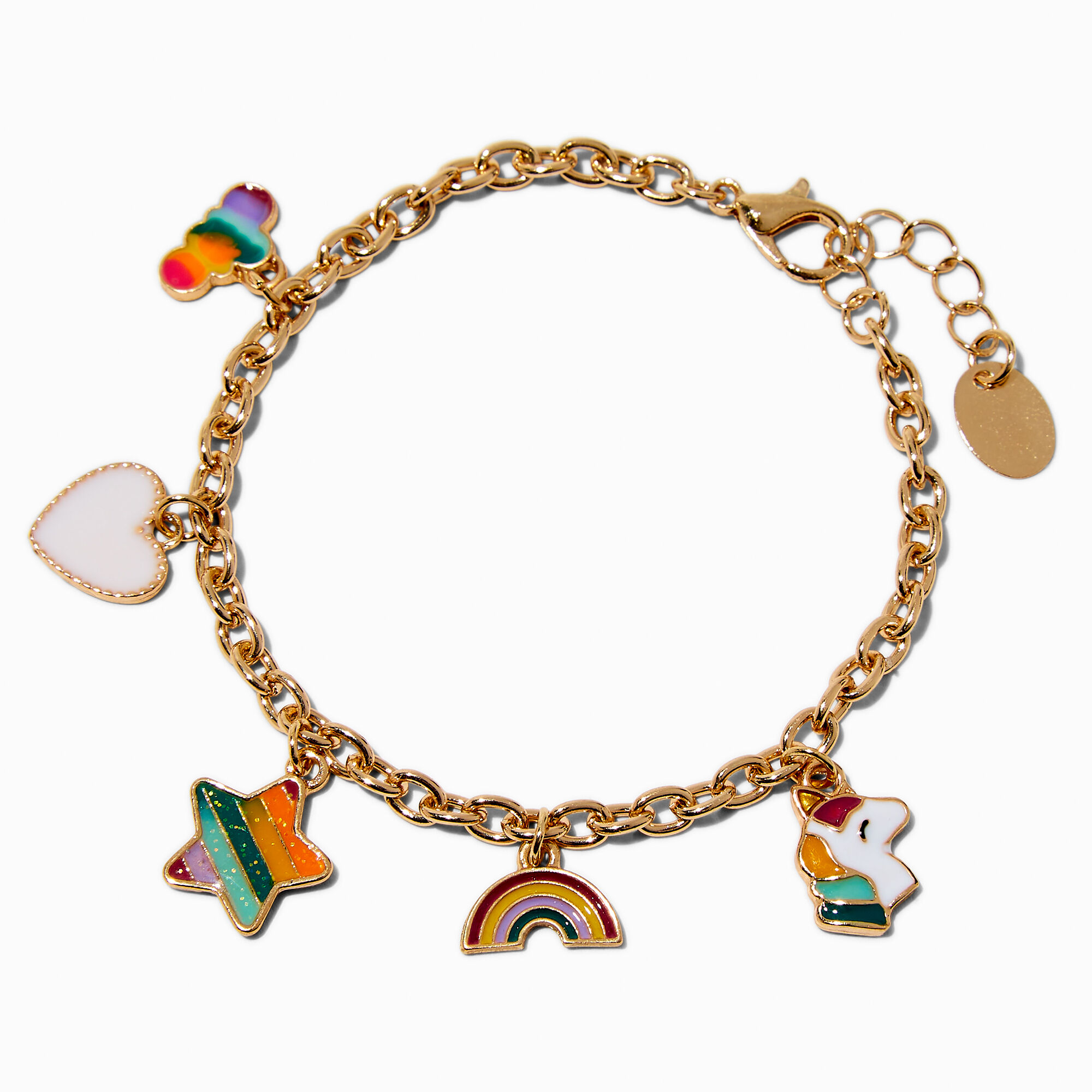 View Claires Rainbow Unicorn Charm Bracelet Gold information