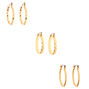 Gold 20MM Textured Hoop Earrings - 3 Pack,