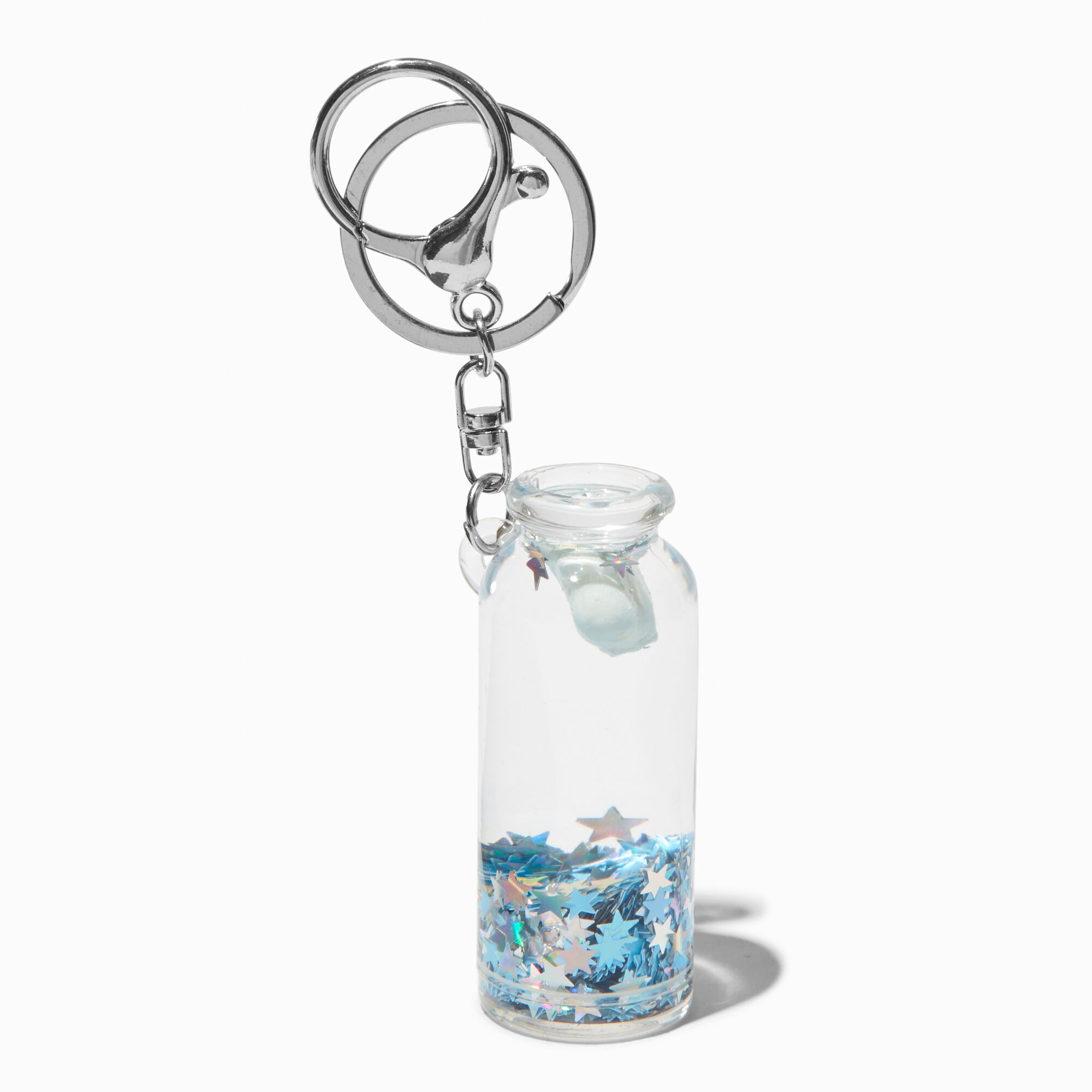 View Claires Cloud Bottle WaterFilled Glitter Keyring information