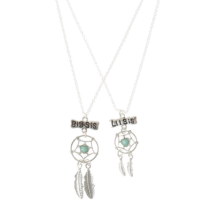 2 Pack Big Sis Lil Sis Dreamcatcher Necklaces,