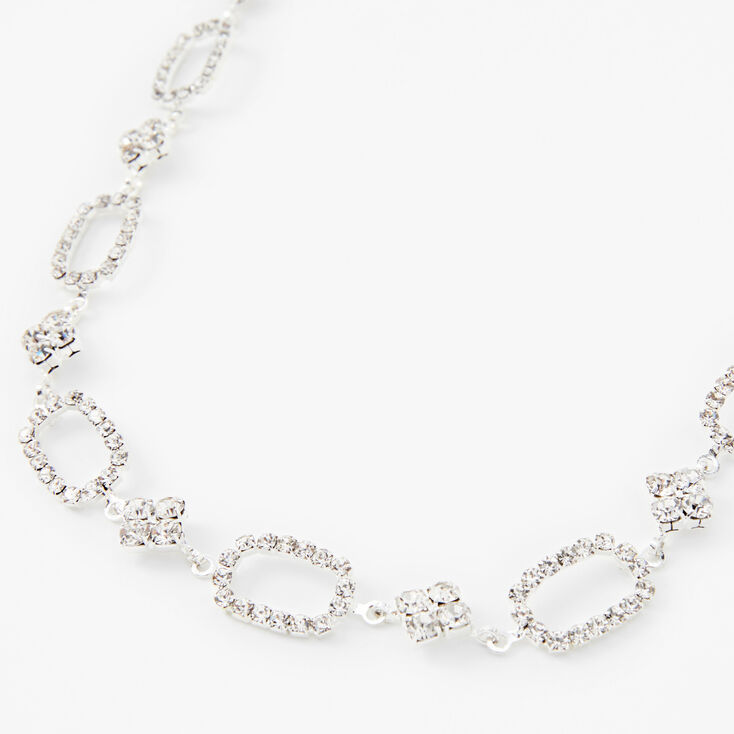 Ras-de-cou ovale avec strass couleur argent&eacute;e,