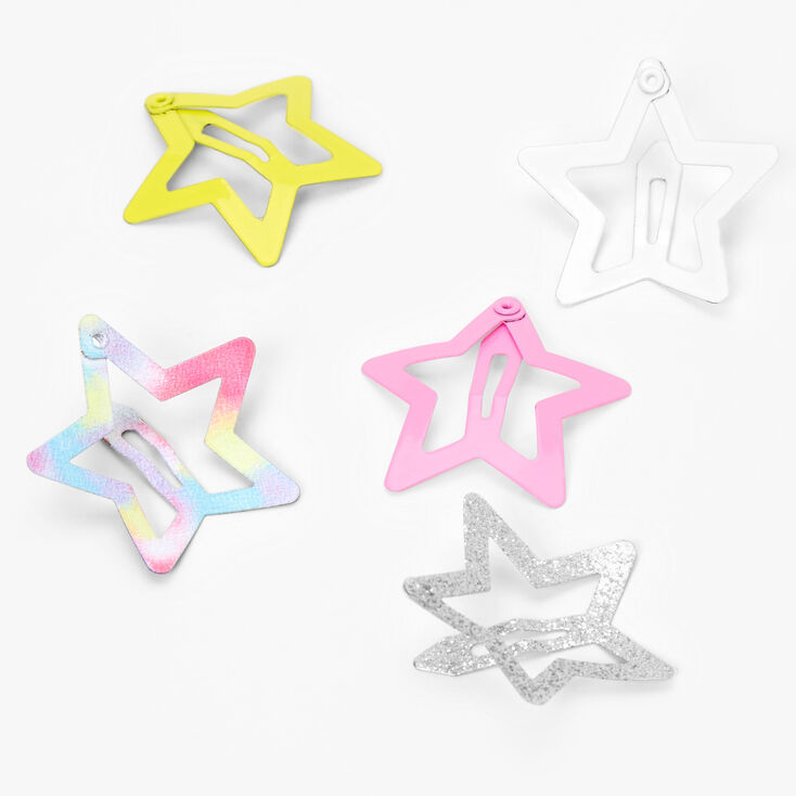 Claire&#39;s Club Glitter Star Snap Hair Clips - 5 Pack,