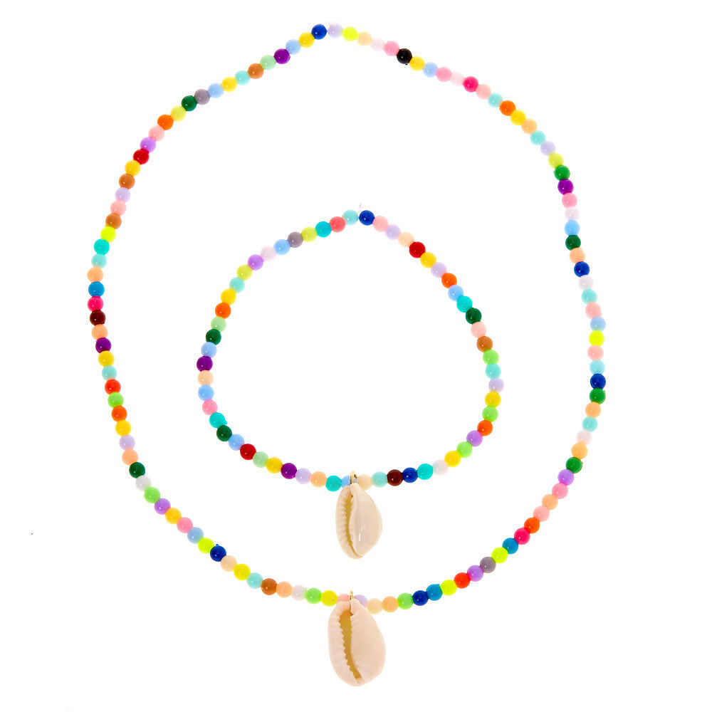 Claire's Club Rainbow Cowrie Shell Jewellery Set - 2 Pack,