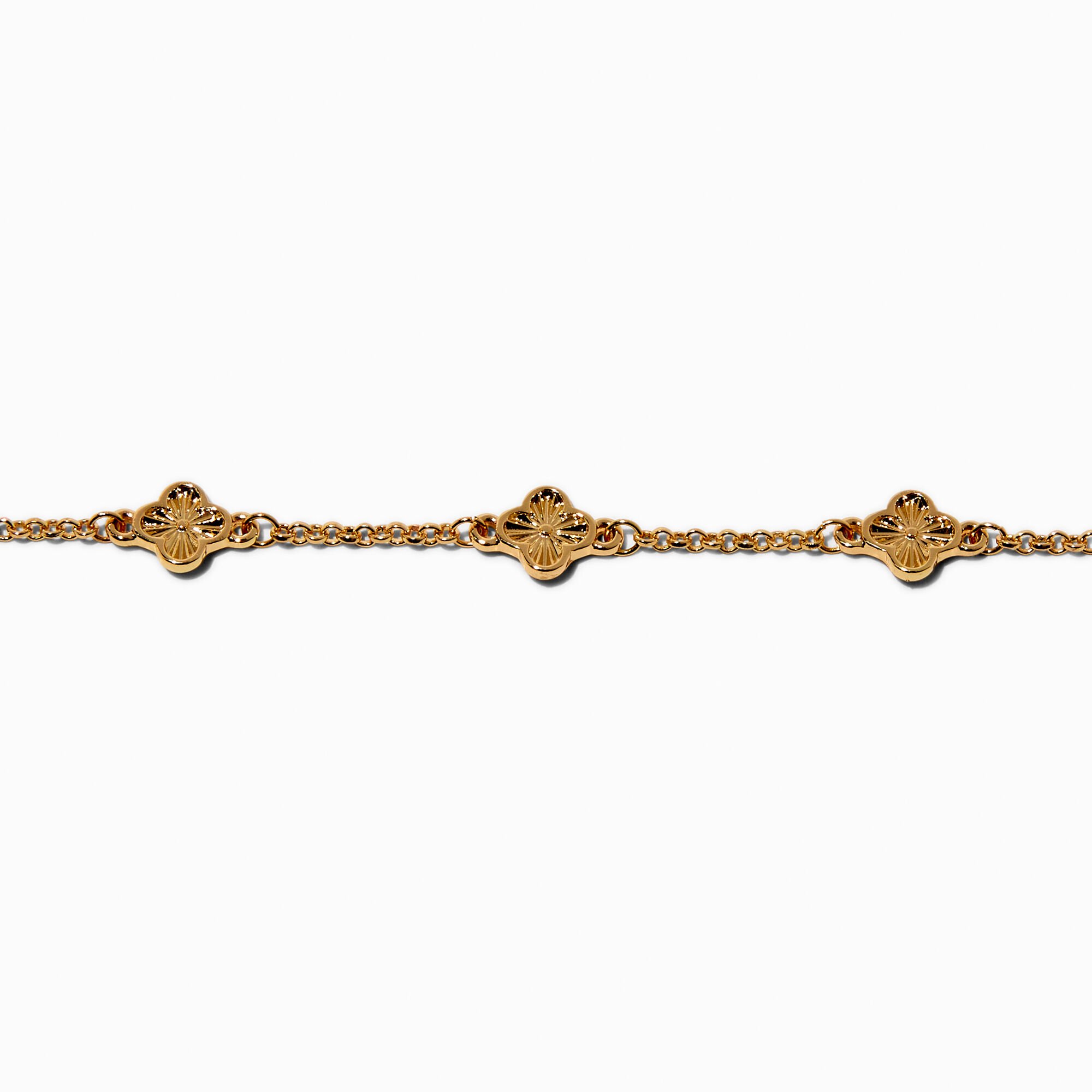 Gold-tone Clover Chain Bracelet,