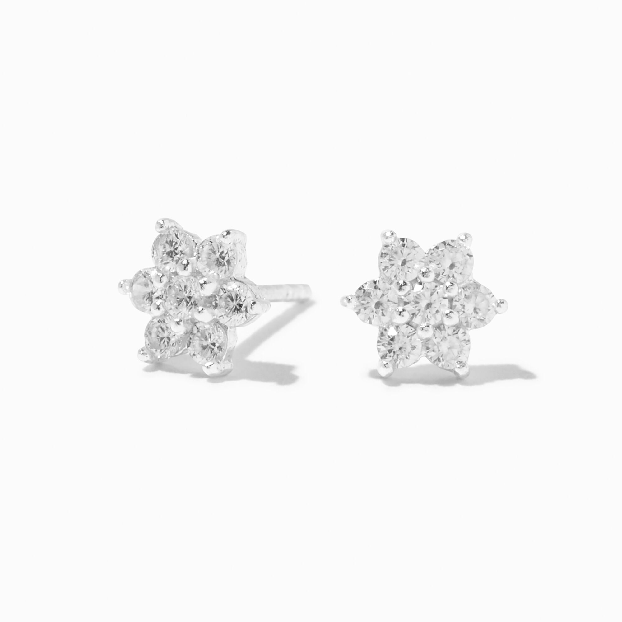 View Claires Cubic Zirconia Flower Stud Earrings 8MM Silver information