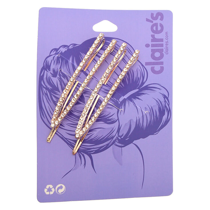 Claire's Lot de 2 épingles plates ajourées avec strass couleur doré rose