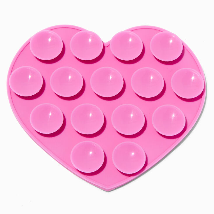Support adh&eacute;sif pour coque de portable &agrave; ventouse en silicone c&oelig;ur rose,