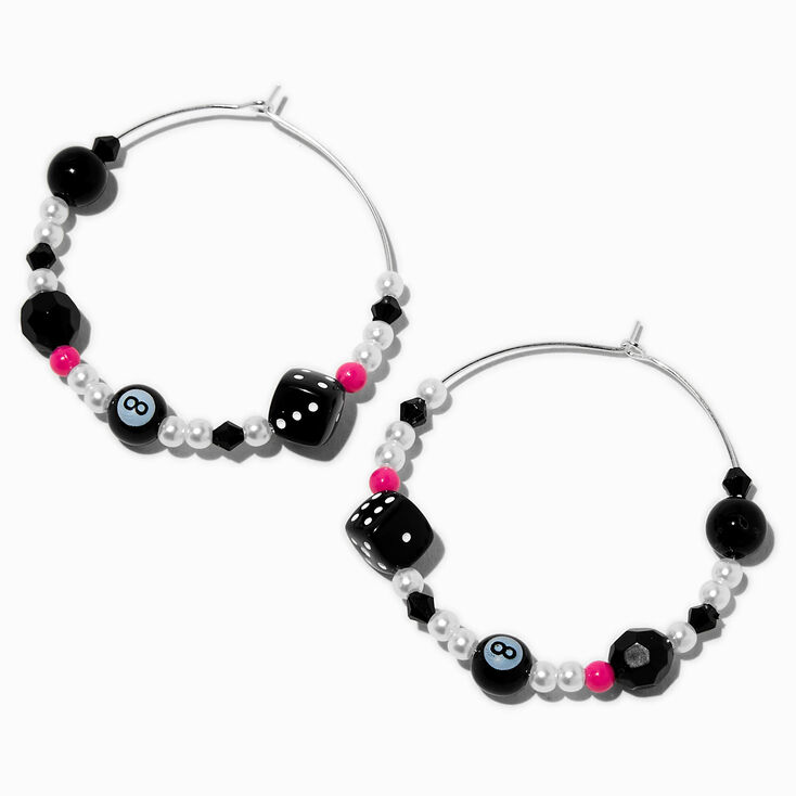 Cr&eacute;oles perl&eacute;es vari&eacute;es perle d&#39;imitation noires et roses,