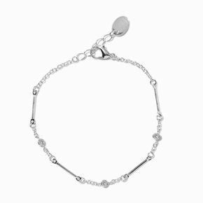 Silver-tone Bar &amp; Cubic Zirconia Chain Bracelet,