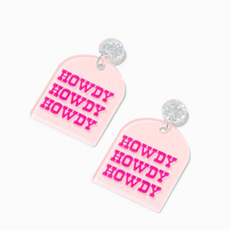 Pink Howdy Neon Sign 1&#39;&#39; Drop Earrings,