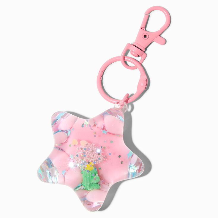 Cactus Pink Star Water-Filled Glitter Keychain,