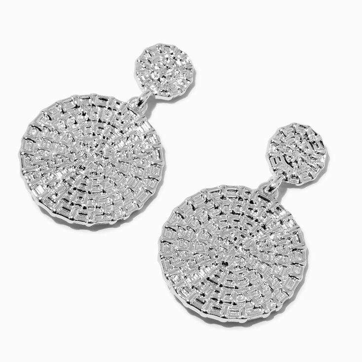 Silver-tone Basket Weave 2&quot; Drop Earrings ,