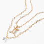 Gold Cubic Zirconia Zodiac Multi Strand Necklace - Gemini,