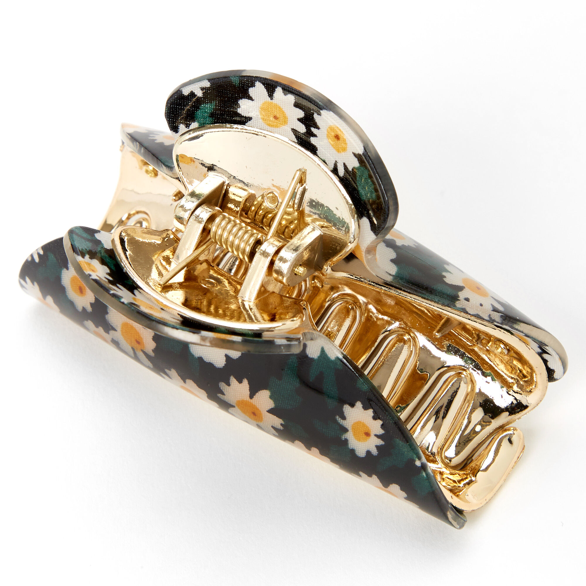 Medium Daisy Floral Hair Claw - Black,